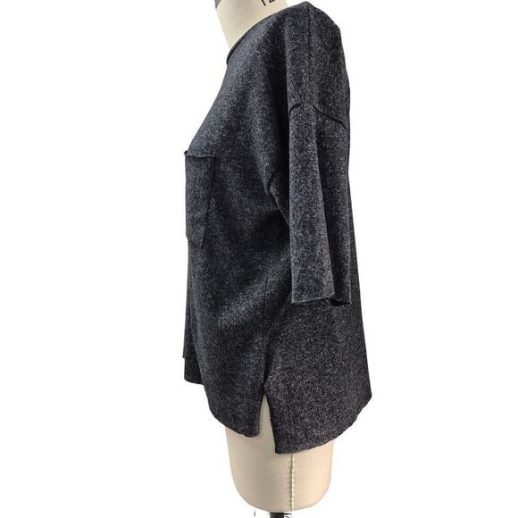 Zara Trafaluc Soft Turkish Poly Blend Flannel Tee Heathered Black Gray Sz S - Picture 3 of 6